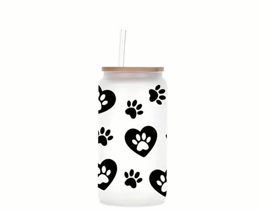 love heart dog paw print decal