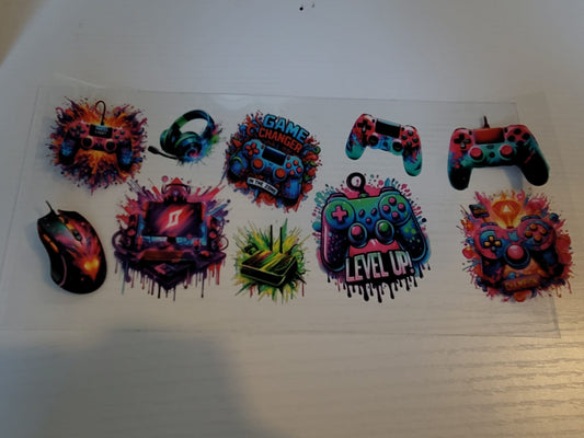 Colorful gaming-themed decals