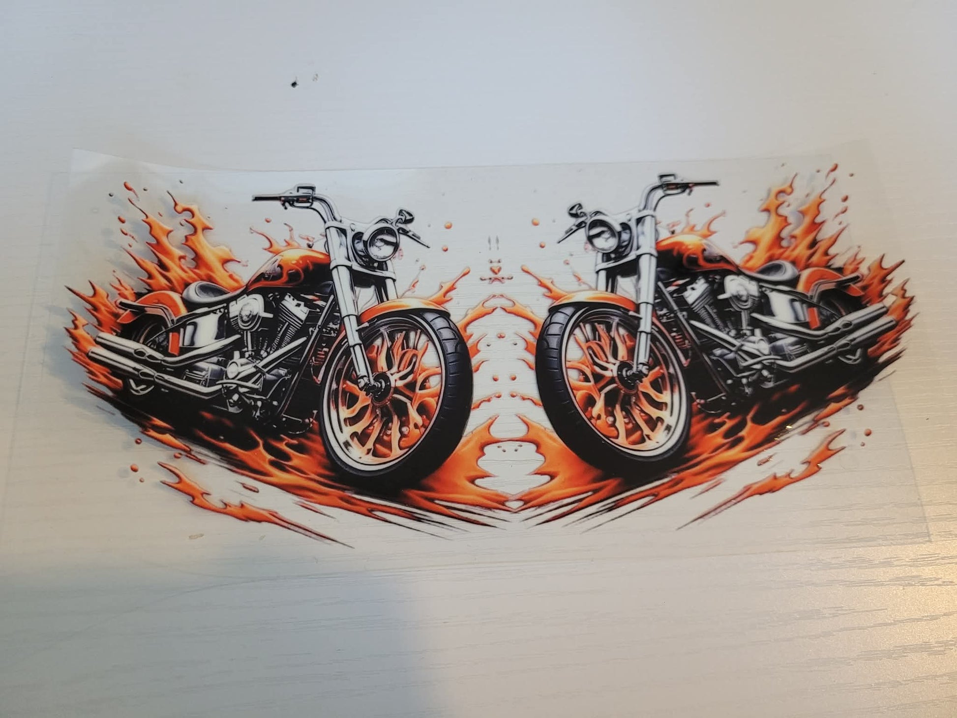 Motorcycle design with flames