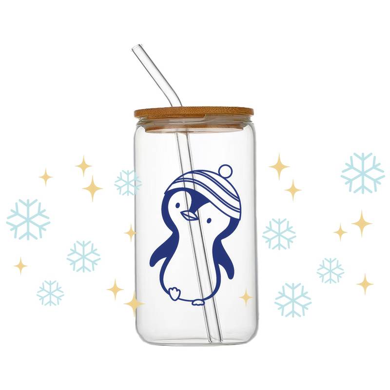 penguin with snow and hat