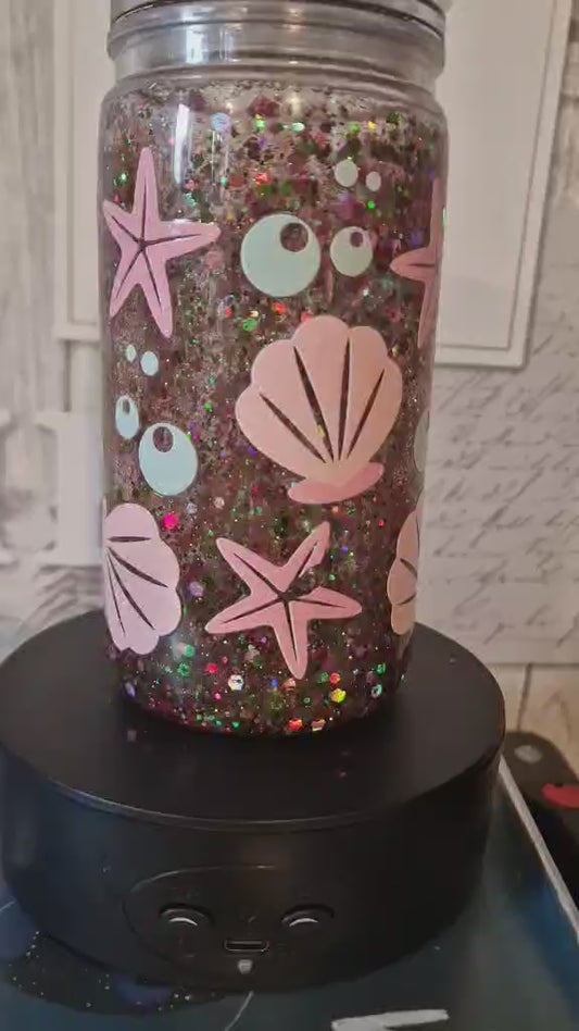 16oz glitter snow globe tumbler