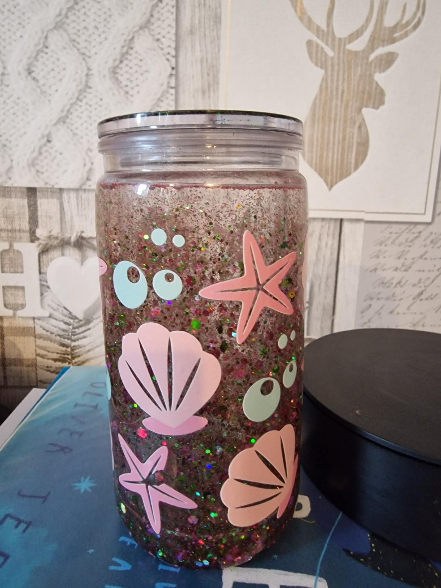 16oz glitter snow globe tumbler