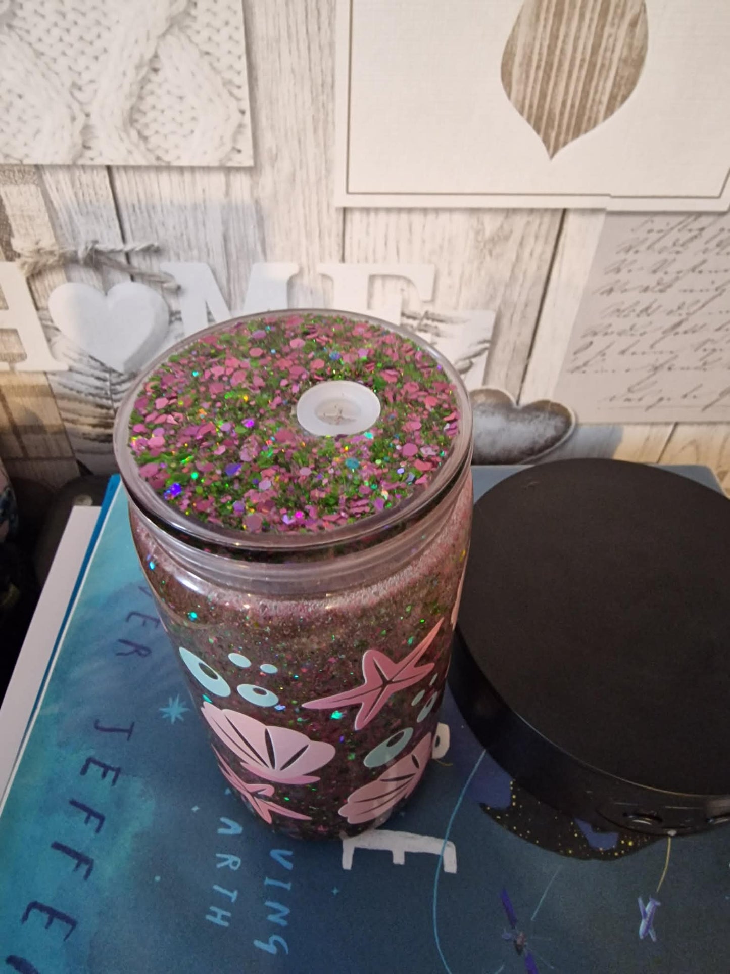 16oz glitter snow globe tumbler